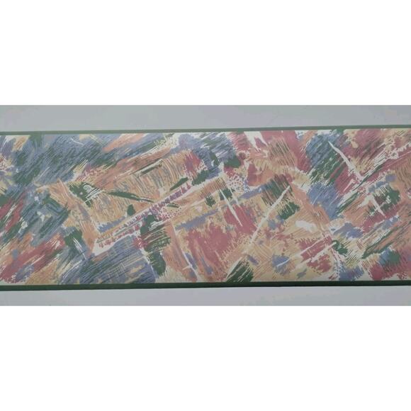 Pre-pasted Decorative Wall Border 5 yds - Pink Blue Green Yellow Splashes Paint - Picture 1 of 5